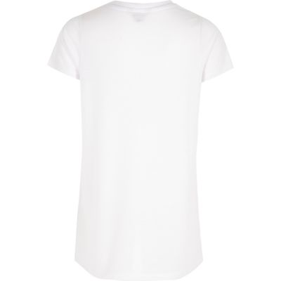 Girls cream print t-shirt